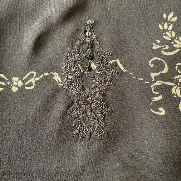 Alfani 100% Silk Embellished Lined Black Patterned Skirt - Picture 5 of 13